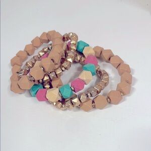 5 stack Multicolor Beaded Bracelet Set